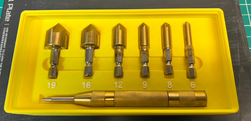 gridfinity 6-piece countersink bit holder by longracks labs tools organizers drill bits 3d print model - Mito3D