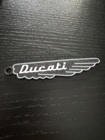 ducati wing keychain remixed by senne dw art 2d motorcycle retro motorbike sign garage mancave 3d print model - Mito3D