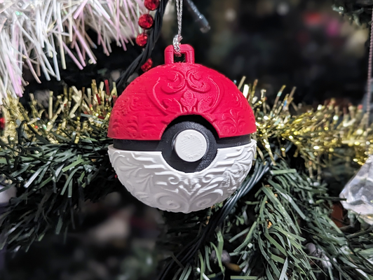 pokeball ornament xmas tree decoration christmas by scattered collectables art sculptures pokemon xmasdecoration xmasdecorations xmastree ball 2023 display 3d print model - Mito3D