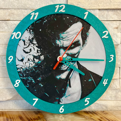 joker 3d clock by crazyfilament art signs & logos ams multi color mmu hueforge marvel comics wall 3d print model - Mito3D