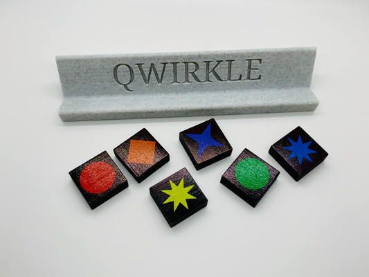 qwirkle stand by nc-designs toys & games boardgames tiles thingiverse tileholder holder tray trayholder boardgame pieces piece game accessory boardgameaccessories boardgameaccessory gamepiece 3d print model - Mito3D