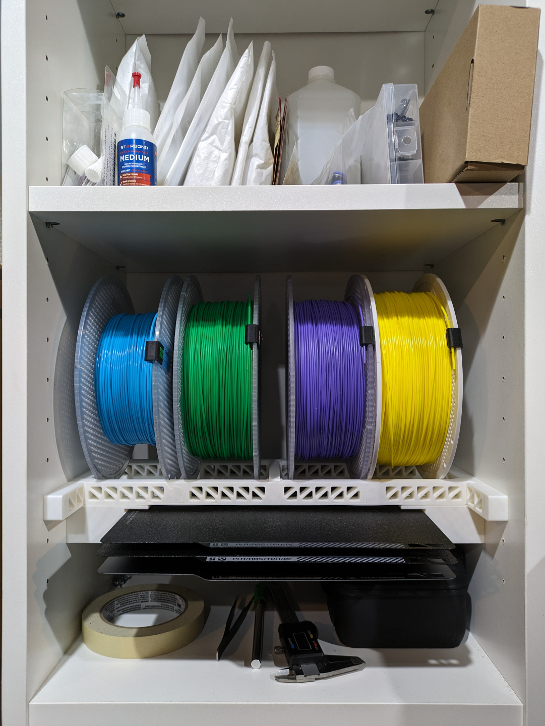 filament rack ikea billy bookcase - completely 3d printed mounted m3 screws by brent peterson printer accessories storage bookshelf printinplace engineering bambu spool flex-lock 3D print model - Mito3D