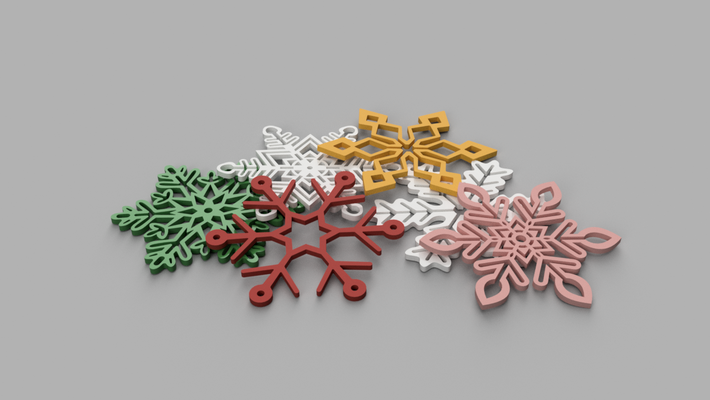 snowflake christmas set by hg design household festivities hanging lamp collection decoration 3d print model - Mito3D