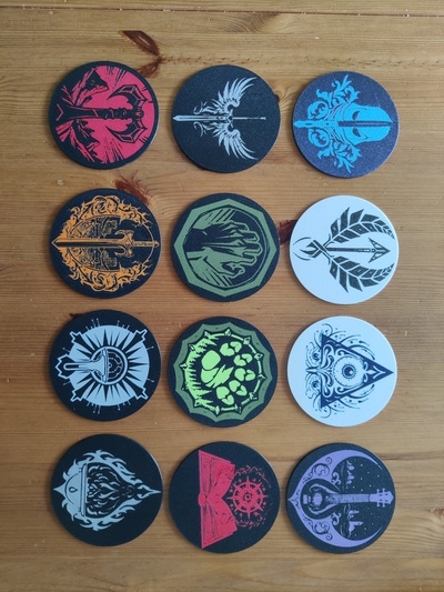 dungeons & dragons coasters class by cv6channel art signs logos barbarian fighter coaster dungeonsanddragons wizard dungeonsdragons cleric warlock paladin druid sorcerer monk ranger rogue bard dandd coasterset 3d print model - Mito3D
