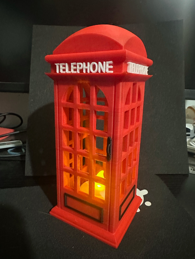 telephone booth tea candle holder by matdanck121 household decor model british decoration house 3d print model - Mito3D