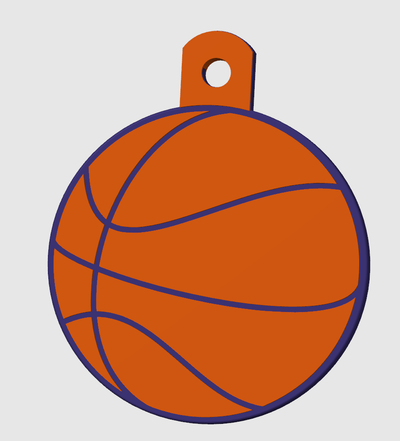 basketball keychain ams ready remixed by m4ng0n3l art coin & badges keyring multi color 3d print model - Mito3D