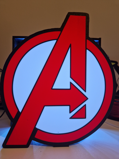 avengers logo light box by 3dgiftsbe art signs & logos lightbox marvel dc 3d print model - Mito3D