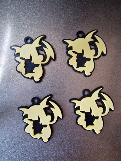 pikachu evolution schlüsselbund by abonnieren kunst zeichen logos pokémon raichu 3d print model - Mito3D