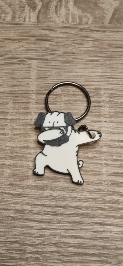 pug-mops swag keychain by carlson art 2d dog dogs key accessory keyring keyrings pug mops 3d print model - Mito3D