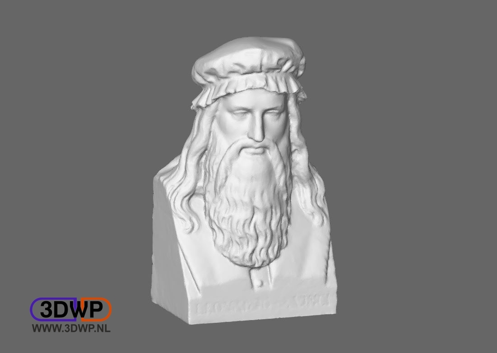 leonardo vinci büst by 3dwp nl sanat heykeller 3dscan taramak heykel 3D print model - Mito3D