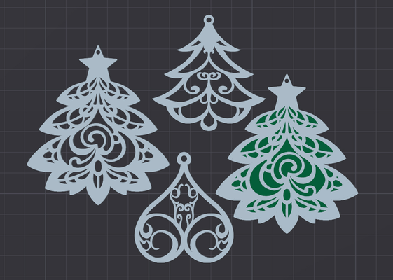 christmas ornaments by angry-p1p household festivities 2023 ornament festive decoration decoraations 2d holliday 3d print model - Mito3D