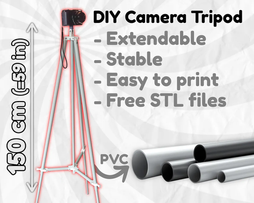 büyük katlanabilir kamera tripod by yaratıcı elektronik araçlar kendin yap uzatılabilir kulp destek yüksek 150cm 59inches 3d print model - Mito3D