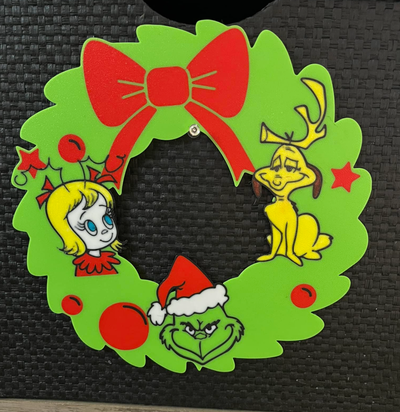 grinch wreath by wagzprintz art 2d wagz sharpie cindy lou who max whoville christmas xmas 3d print model - Mito3D