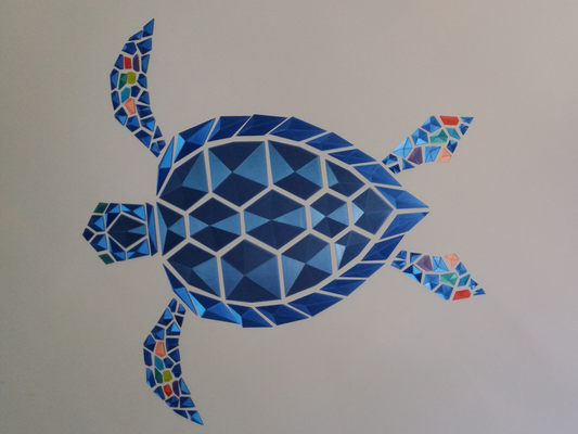 geometric turtle sea wall art by dgemily household decor lowpoly polygon walldecoration homedecor 2dart decoration geometry triangle 3d attachment wallmount 3d print model - Mito3D