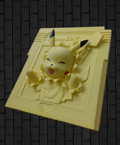 pikachu cartuccia by bloxder arte segni loghi pokemon giallo edizione game boy 3d print model - Mito3D