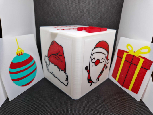 one box advent calender - changeable numbers og selectable figures by morten3dp household festivities christmas adventkalender xmas decor decoration gift santa claus clause santahat giftbox giftboxes organisation calendar christmasball spacesaver ball 3d print model - Mito3D