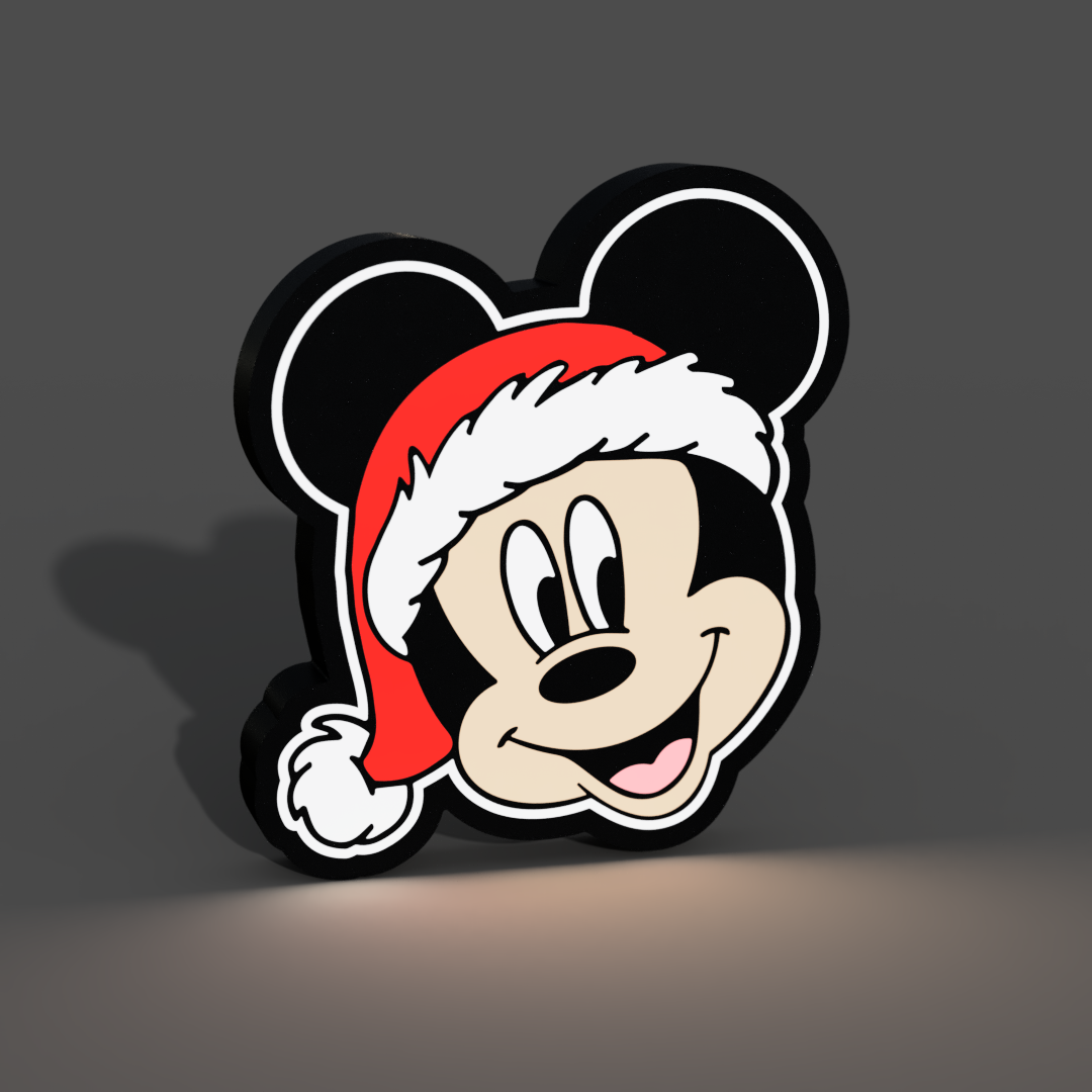 mickey fare noel hafif kutu led lamba by braga3dprint ev halkı şenlikler sanat christmas2023 mickeymouse mousenoel led kutusu ışık lamba aynı katman renkli ams 3D print model - Mito3D