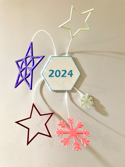 christmas 2024 decorations 3 in one 3d magnet 2d home decor by rustam household snow snowdecor snowflake christmas2024 homedecor decoration office officedecor tree christmastree multicolor 3d print model - Mito3D