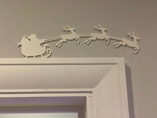 christmas santa reindeer door decoration by stag 3d household festivities xmas reindeerchristmas corner doorframe 3d print model - Mito3D