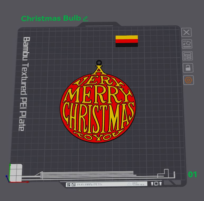 2d - merry christmas bulb decoration by wizard7741 art holiday 3d print model - Mito3D