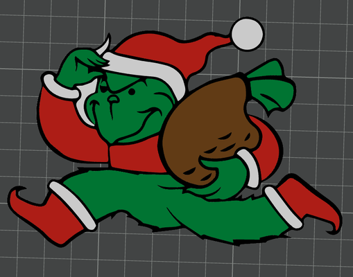 grinch stealing christmas - ams ready by ben art 2d contest multicolour 3d print model - Mito3D