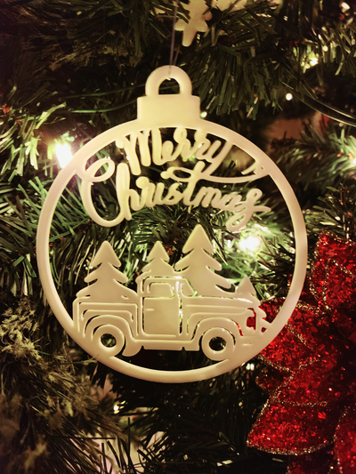 merry christmas truck ornament by deepsouth3dprints household decor holiday decoration 3d print model - Mito3D