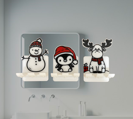 escova dente suporte natal desenho animado by mail iou casa festividades natal decoração pinguins bonecos neve alce arte acessórios 3d print model - Mito3D
