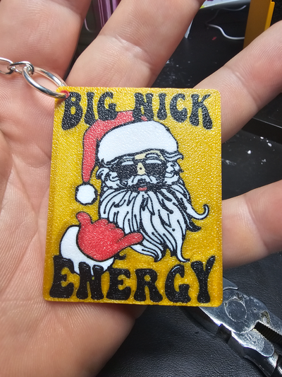 big nick energy keychain by joshdusseau art coin & badges santa christmas 3d print model - Mito3D