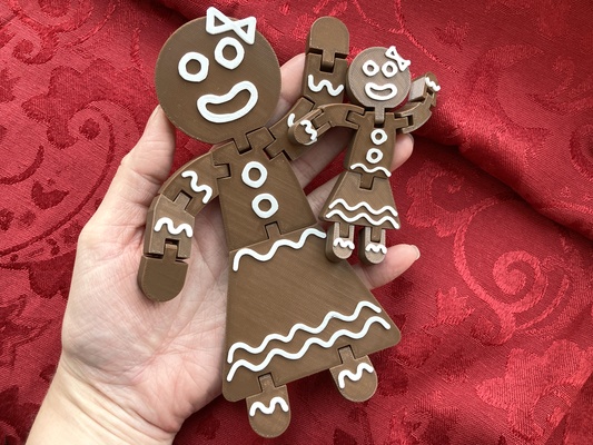 articulated print in place gingerbread woman by penolopybulnick toys & games characters toy christmas printinplace ornament gingerbreadwoman tinkercad holiday 3d print model - Mito3D