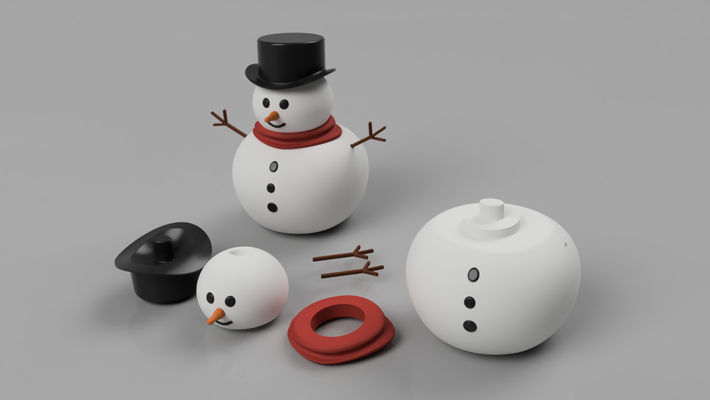 bonhomme neige montage ensemble by hg conception ménage festivités noël homme décor 3d print model - Mito3D