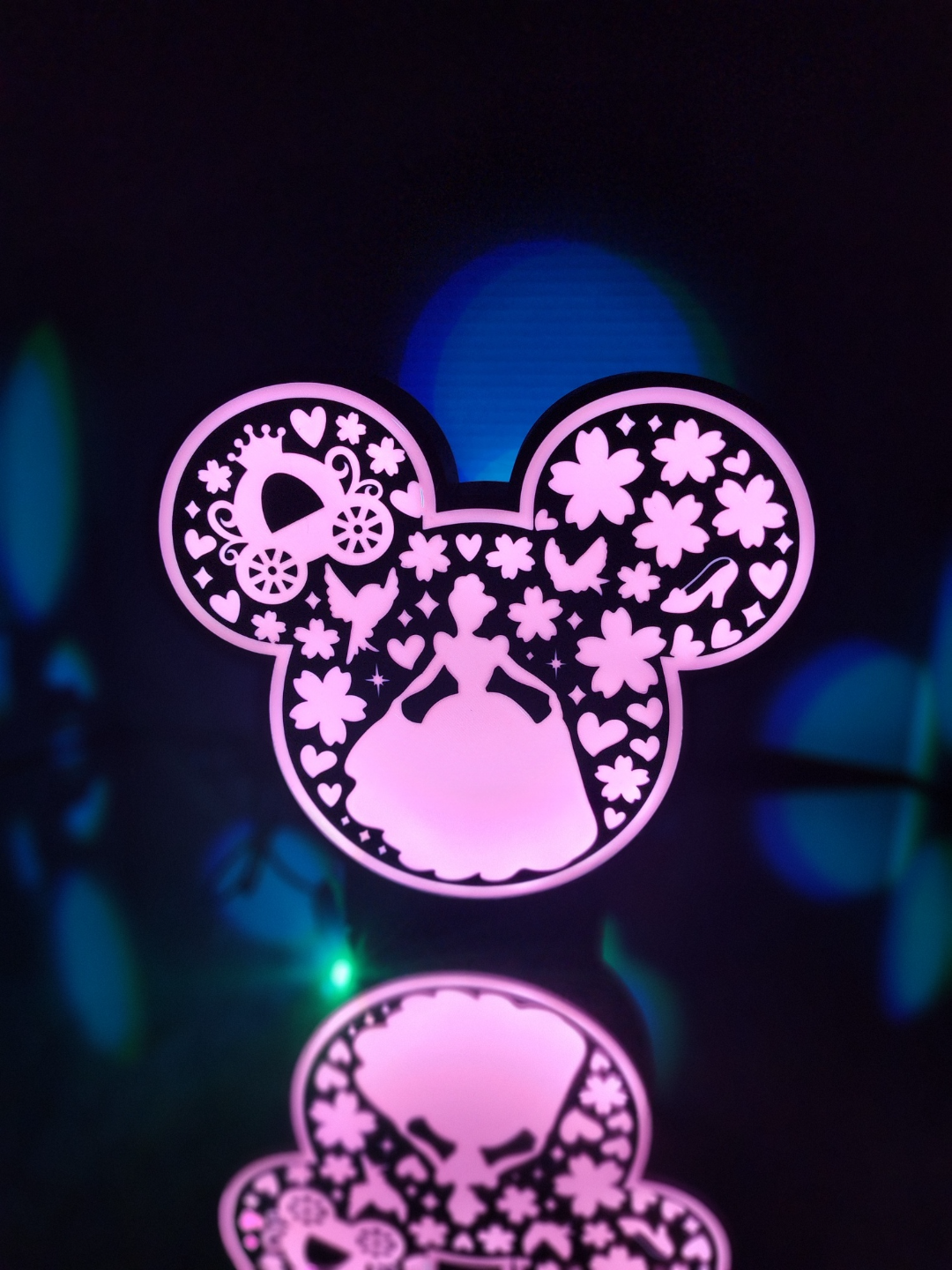 aschenputtel mickey ohren licht box led lampe by bild it haushalt dekor disney prinzessin maus leuchtkasten geschenk 3D print model - Mito3D