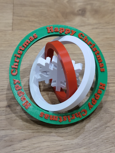christmas snow flake gyroscopic drinks coaster by k32designs toys & games happy gyroscope toy fidget gyro snowflake xmas drink beer coffee 3d print model - Mito3D
