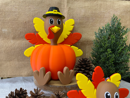 tom-tom pumpkin turkey by meaf designs household festivities thanksgiving toy decoration pie pumpkinpie 3d print model - Mito3D