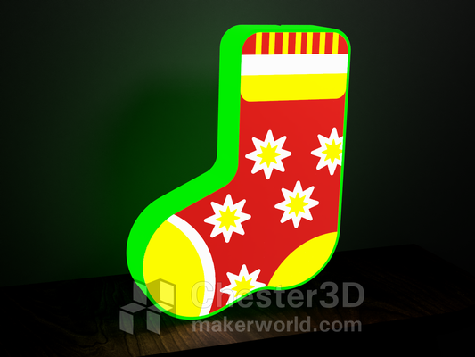 christmas sock i led lamp by chester3d household decor a1 home strip gift leds lampbox xbox lamps birthday multicolor color halloween p1s nintendo light mini playstation pikachu decoration pokemon ams logo mario air lightbox 2023 p1p ledbox multi keyring 3d print model - Mito3D