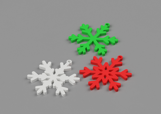 3 snowflakes weihnachten baum anhänger v2 by magie studio 3d haushalt feierlichkeiten 2023 kunst schnee schneeflocke sammlung dekor ohrringe pai natal pendentedenatal schmerzhaft 3d print model - Mito3D