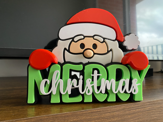 merry christmas sign by meaf designs household festivities santa christmasdecor table decoration 3d print model - Mito3D