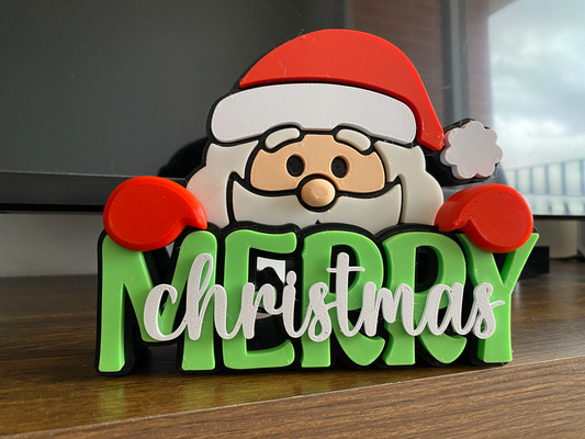 fröhlich weihnachten zeichen by mef designs haushalt feierlichkeiten santa weihnachtsdekor tabelle dekoration 3d print model - Mito3D