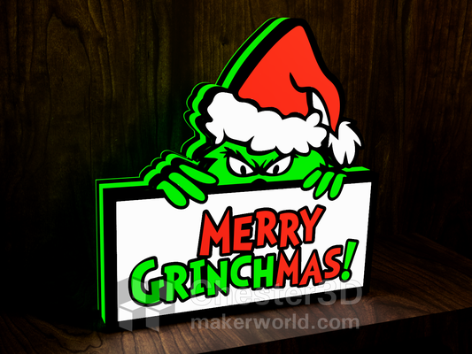 merry grinchmas led lamp by chester3d household decor home christmas halloween a1 multi pikachu strip birthday gift leds 2023 mario decoration logo ledbox air light nintendo p1s lamps lampbox ams p1p keyring multicolor playstation mini xbox pokemon color lightbox grinch ginger 3d print model - Mito3D