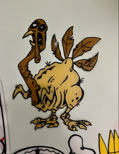 monster art turkey tom by wagzprintz 2d wagz thanksgiving monsterart 3d print model - Mito3D