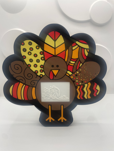 turkey lithophane lightbox by tracksthreed toys & games characters light ams thanksgiving lithopane coaster 3d print model - Mito3D