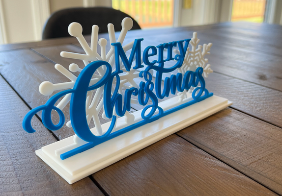 merry christmas decorative sign by lindnjoe household decor christmasdecoration 2023 christmasart 3d print model - Mito3D