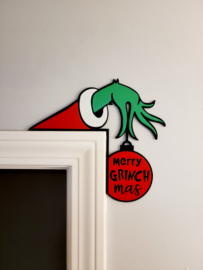 merry grinchmas door corner by deepsouth3dprints household decor frame grinch christmas 3d print model - Mito3D