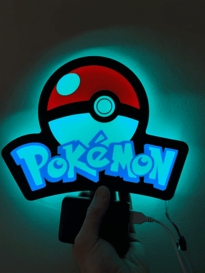 pokemon text pokeball lightbox by zoroseerus art models box light sign led rgb night 3d print model - Mito3D