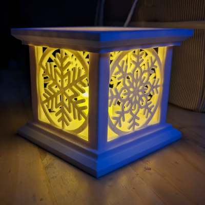 snowflake tea light lantern modular panels by omegapoint household decor christmas holidays winter project 3d print model - Mito3D