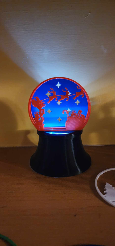 lighted snow globe - build own by tridimension printworks household festivities snowglobe lights led holiday christmas christmas2023 decor lamp 3d print model - Mito3D