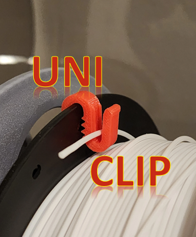 uni filament clip by yeltrik designs - click follow 3d printer accessories spool 3d print model - Mito3D