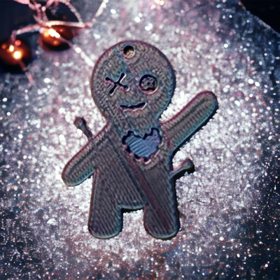 gingerbread voo doo man by ouijawitch fashion jewelry keyring earring keychain voodoo doll cute christmas ornament 3d print model - Mito3D