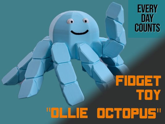 fidget toy ollie octopus by day counts toys & games flexible flexi 3d print model - Mito3D