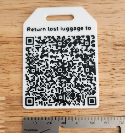 small qr luggage tag openscad by dp design household house models 3d print model - Mito3D