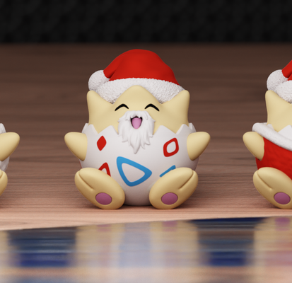togepi christmas santa face fanart by snk3dd toys & games characters pokemon 3d print model - Mito3D